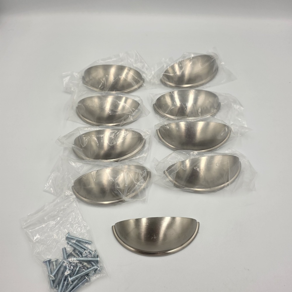 9 Drawer Pulls‎ Brushed Satin Nickel Cabinet Cup Pulls Kitchen Handle 3 3/4"